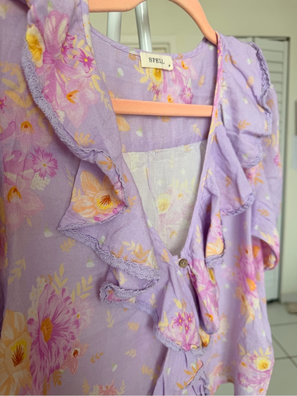 Spell Lavender Floral Ruffle Blouse - Picture 7 of 10